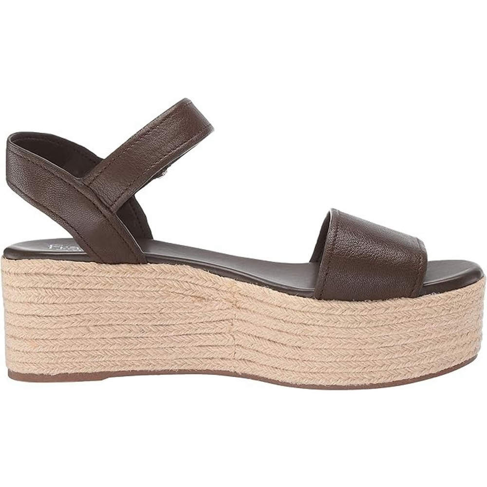 Franco Sarto Women BROWN OLIVE LEATHER Sandals Espadrille Wedge Platform 9 M - Picture 3 of 13